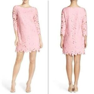 Felicity & COCO Belza Floral Lace Shift Dress NWT Pink 3/4 Sleeve XS